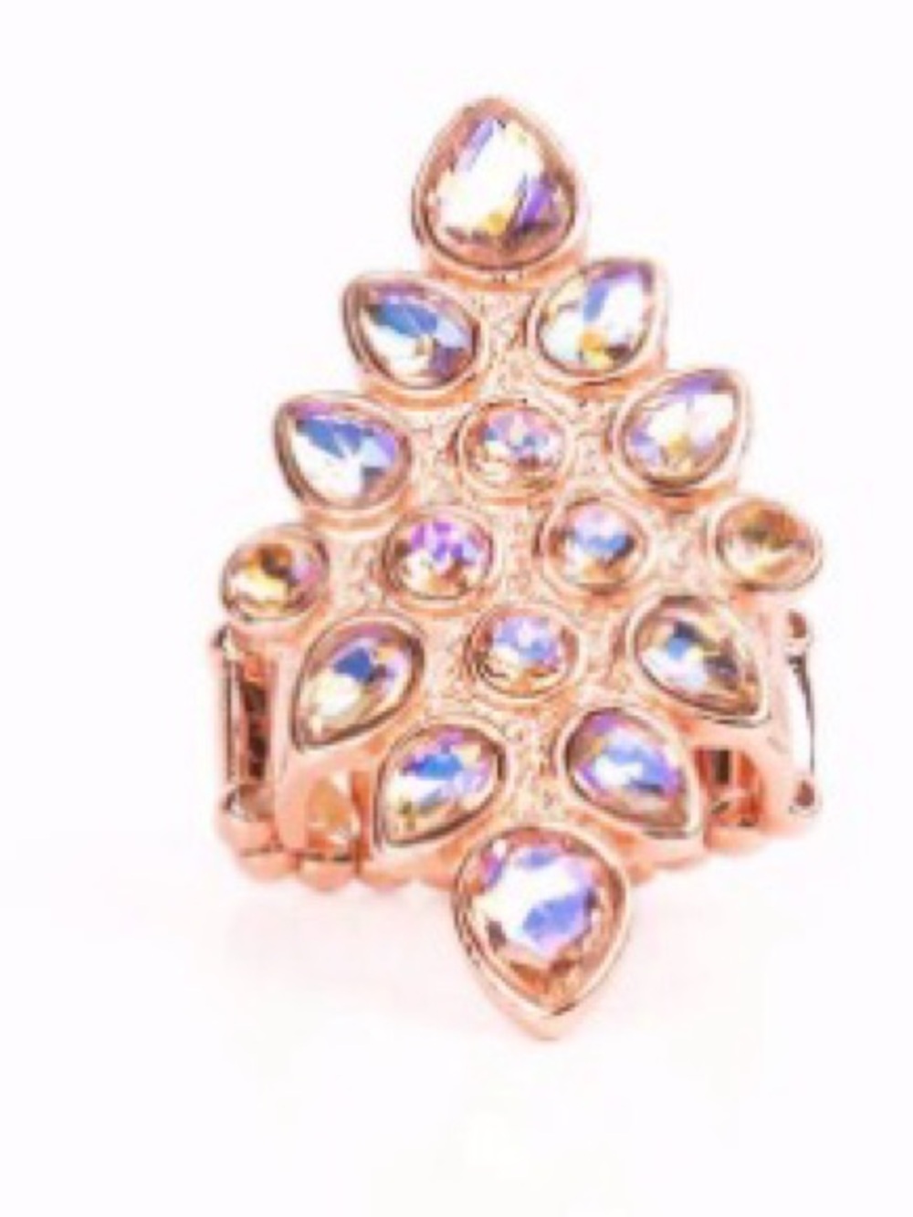 Rose Gold Crystal Teardrop Statement Ring